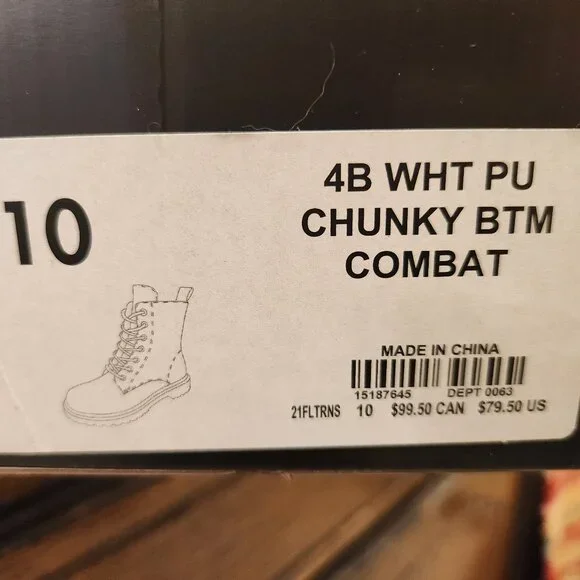 Torrid Size 10 "Stevie" White Chunky Combat Boot Black Sole & Black Laces NIB - Picture 14 of 14